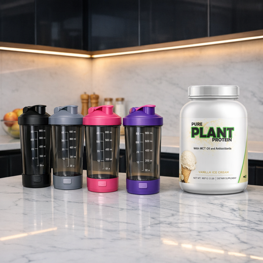 Protein Shaker Set Vanille – Automatischer Mixing Cup | Pre-Workout & Supplements