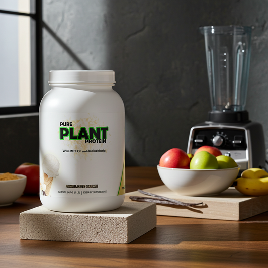 Pflanzliches Protein Pulver Vanille Premium – Pure Plant Protein Vanilla, Veganes Eiweißpulver für Muskelaufbau & Sport, Whey Alternative laktosefrei glutenfrei, Proteinshake Herren Damen