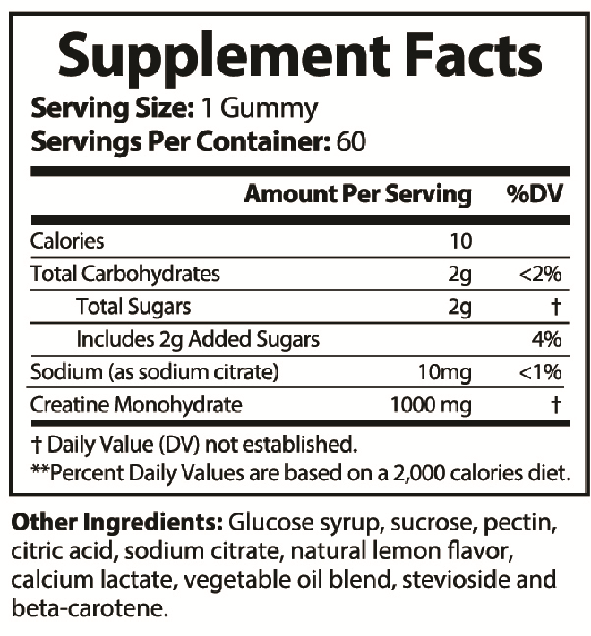 Creatin Gummies Pure Creatine – Fruchtgummis für Kraft, Leistung & Performance, Kreatin Supplement ohne Pulver, Creatine Monohydrat Gummies für Muskelaufbau & Ausdauer, Fitness Supplement