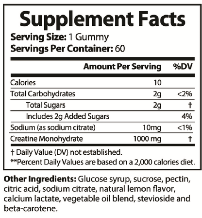 Creatin Gummies Pure Creatine – Fruchtgummis für Kraft, Leistung & Performance, Kreatin Supplement ohne Pulver, Creatine Monohydrat Gummies für Muskelaufbau & Ausdauer, Fitness Supplement